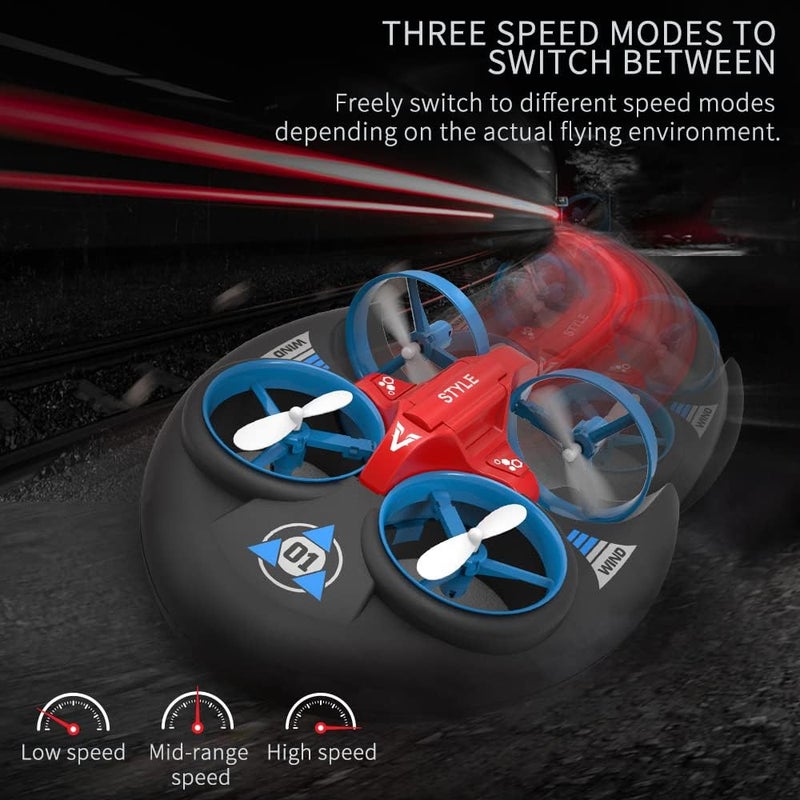 AIROKA 3 In 1 Sea Land and Air 360° Rolling Waterproof RC Drone, Four Axis Aircraft High Speed Drift Cars RC Foam Boat Toys,For Beginners and gift to Boys and Girls(red) - Image 3